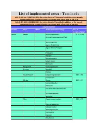 List of Implemented Areas