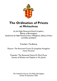 The Ordination of Priests at Michaelmas