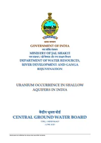 Uranium Occurence in Shallow Aquifer in India 1.0 Introduction