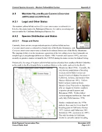 A.5 A.5.1 Legal and Other Status A.5.2 Species Distribution and Status