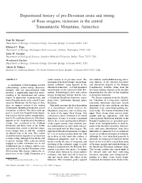 Depositional History of Pre-Devonian Strata and Timing of Ross Orogenic Tectonism in the Central Transantarctic Mountains, Antarctica