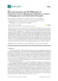H-NMR Study of Schinopsis Lorentzii (Quebracho) Tannins As a Source of Hypoglycemic and Antioxidant Principles