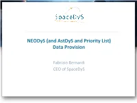 Neodys (And Astdys and Priority List) Data Provision