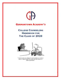 College Counseling Handbook for the Class of 2020