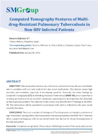 Computed Tomography Features of Multidrug-Resistant Pulmonary
