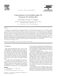 Creep Properties of an Extruded Copper–8% Chromium–4% Niobium Alloy