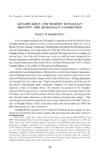 Genghis Khan and Modern Mongolian Identity: the Democracy Connection