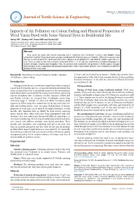 Impacts of Air Pollution on Colour Fading and Physical Properties Of