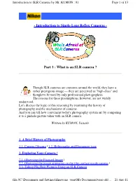 Introduction to Single Lens Reflex Cameras