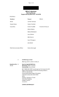 RM of Lakeshore Meeting Minutes Regular Meeting 08/01/2019 - 05:00 PM Attendance