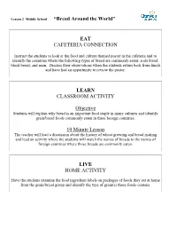 EAT CAFETERIA CONNECTION LEARN CLASSROOM ACTIVITY Objective 10 Minute Lesson LIVE HOME ACTIVITY