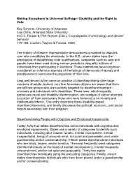 Making Exceptions to Universal Suffrage: Disability and the Right to Vote