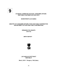 Standing Committee on Food, Consumer Affairs and Public Distribution (2020-2021)