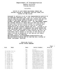 08/16/2021 Unclaimed Vehicles List