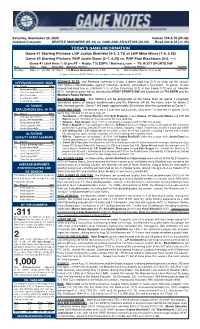 09-26-2020 Mariners Game Notes