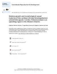 Relative Growth and Morphological Sexual Maturity of the Caridean
