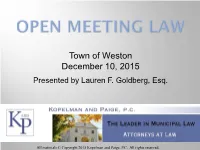 Changes to the Open Meeting