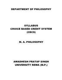 Department of Philosophy Syllabus Choice Based