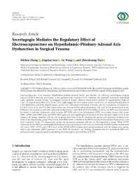 Secretagogin Mediates the Regulatory Effect of Electroacupuncture on Hypothalamic-Pituitary-Adrenal Axis Dysfunction in Surgical Trauma