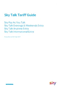 Sky Talk Tariff Guide