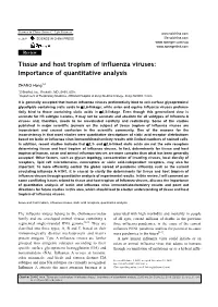 Tissue and Host Tropism of Influenza Viruses: Importance of Quantitative Analysis