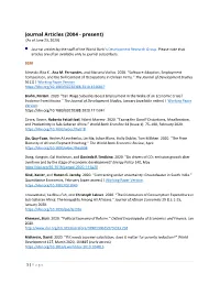 Journal Articles (2004 - Present) (As of June 23, 2020)