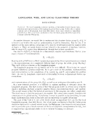 Langlands, Weil, and Local Class Field Theory