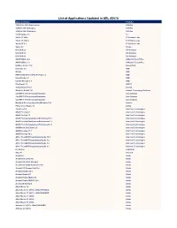 List of Applications Updated in ARL #2576