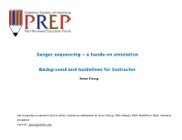 Sanger Sequencing – a Hands-On Simulation Background And