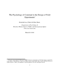 The Psychology of Construal in the Design of Field Experiments∗