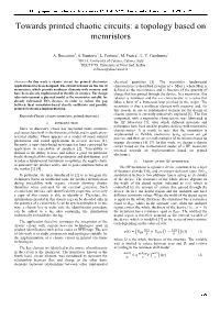 Towards Printed Chaotic Circuits: a Topology Based on Memristors