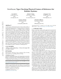 Type Checking Physical Frames of Reference for Robotic Systems