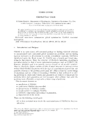 USER GUIDE Globsol User Guide