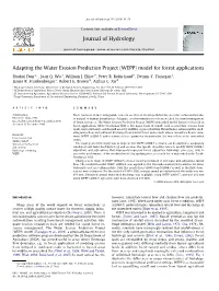 Adapting the Water Erosion Prediction Project (WEPP) Model for Forest Applications