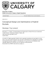Conceptual Design and Optimization of Hybrid Rockets