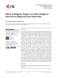 Effect of Alligator Pepper on Litter Weight of Rats Fed on High Glycemic Index Diet
