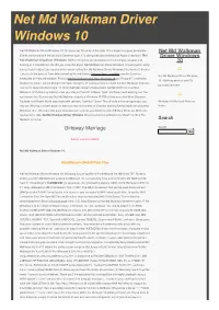 Net Md Walkman Driver Windows 10