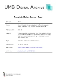 Precipitated Sulfur: Summary Report