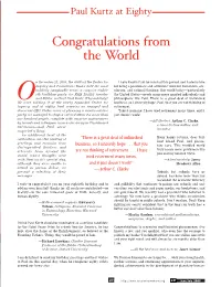 Congratulations from the World