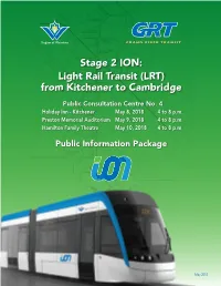 Stage 2 ION: Light Rail Transit (LRT) from Kitchener to Cambridge