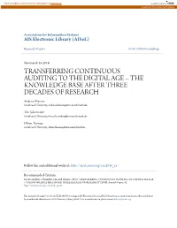 Transferring Continuous Auditing to The