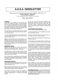 A.H.S.A. Newsletter