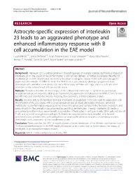 Astrocyte-Specific Expression of Interleukin 23 Leads to An