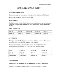 Astrology Level 1 - Week 1
