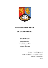 Drying and Rehydration of Gellan Gum Gels