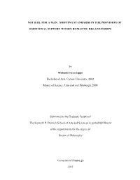 I NOT BAD, for a MAN: SHIFTING STANDARDS in the PROVISION of EMOTIONAL SUPPORT WITHIN ROMANTIC RELATIONSHIPS by Melinda Ciccoci