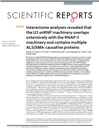 Interactome Analyses Revealed That the U1 Snrnp Machinery Overlaps Extensively with the RNAP II Machinery and Contains Multiple