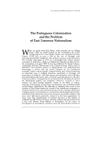 The Portuguese Colonization and the Problem of East Timorese Nationalism