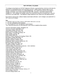 1 TEST OPTIONAL COLLEGES the Colleges Named Below Are SAT/ACT Optional Or Flexible, Meaning That They Minimize Or Eliminate