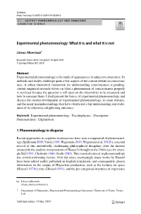 Experimental Phenomenology: What It Is and What It Is Not